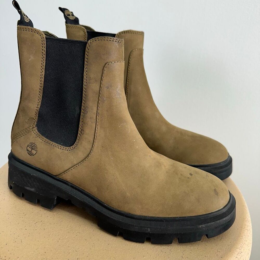 Timberland Women’s Cortina Valley Chelsea Boots In Olive Nubuck Leather - Picture 12 of 13